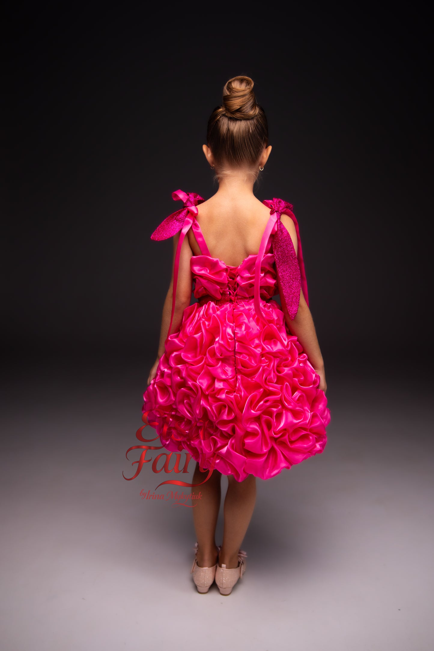 Hot Pink couture cocktail dress, Pageant interview dress, Birthday Girl Dress, Flower Girl Dress, Wedding guest Dress