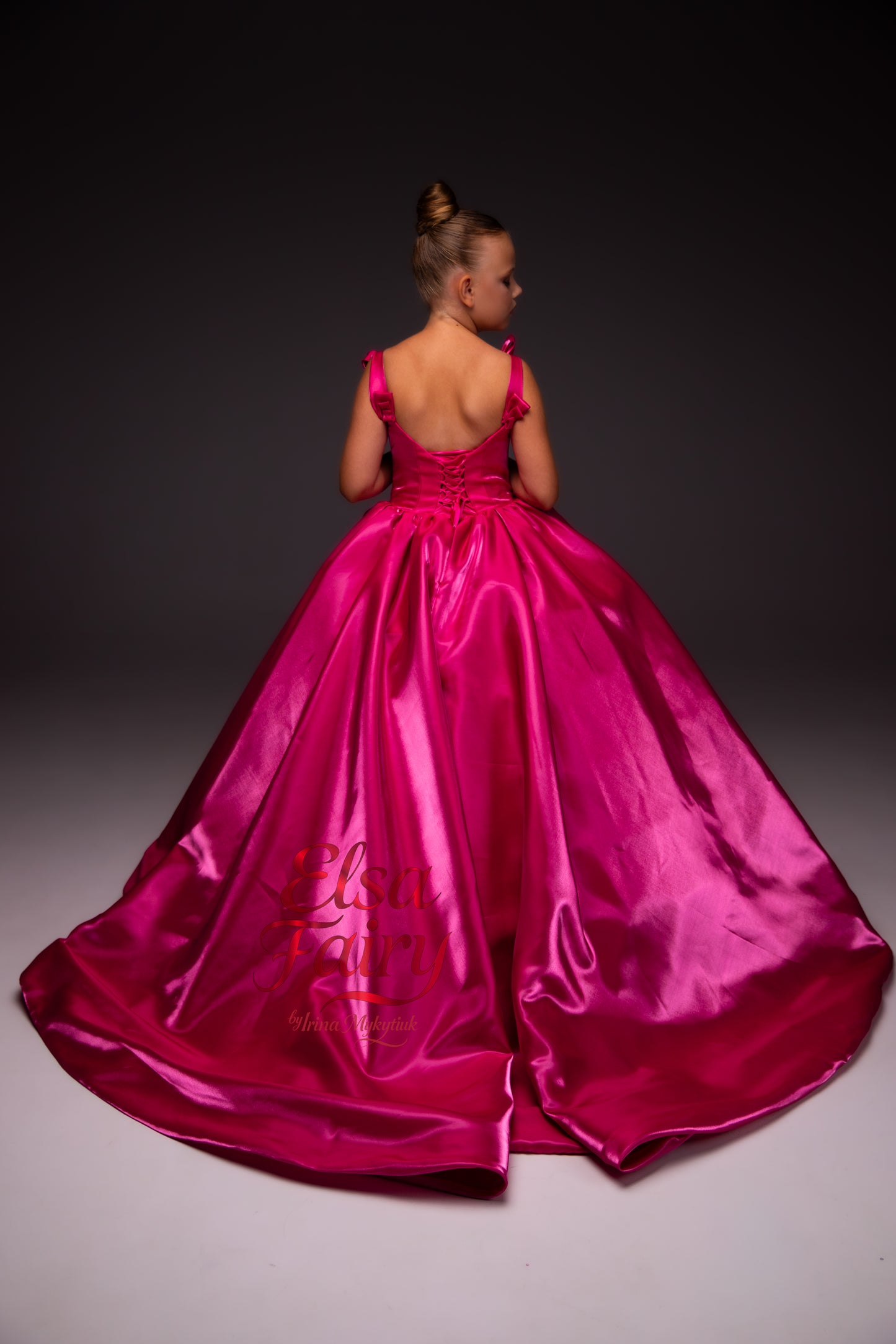 Hot Pink Gala evening gown, Pageant ball gown, Flower Girl Dress, Wedding Guest Dress, Girl Birthday Dress, junior bridesmaid gown