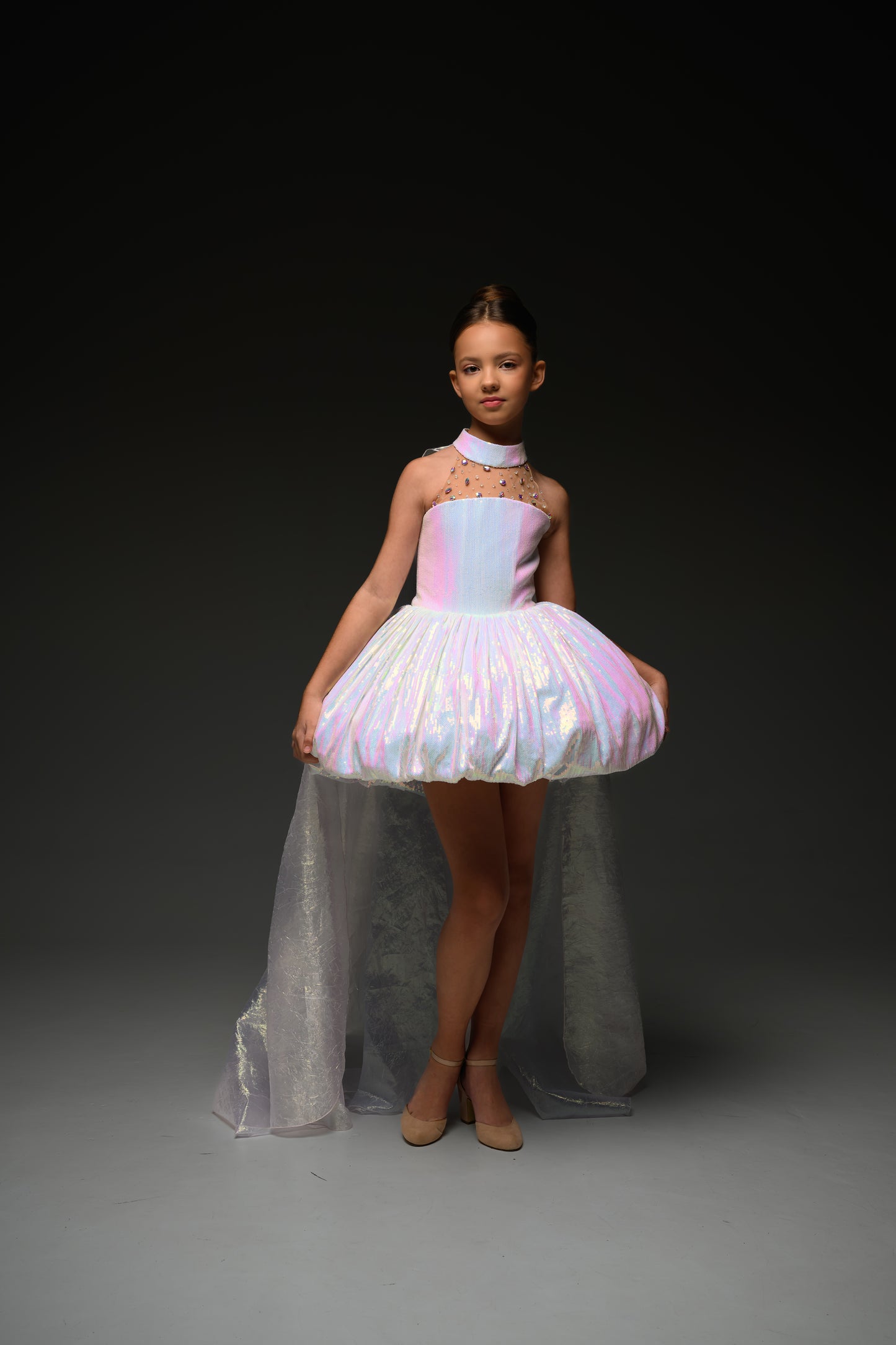 White couture special occasion dress, Pageant Interview gown, Birthday Girl Dress, Flower Girl Dress, Wedding guest Dress, junior bridesmaid gown