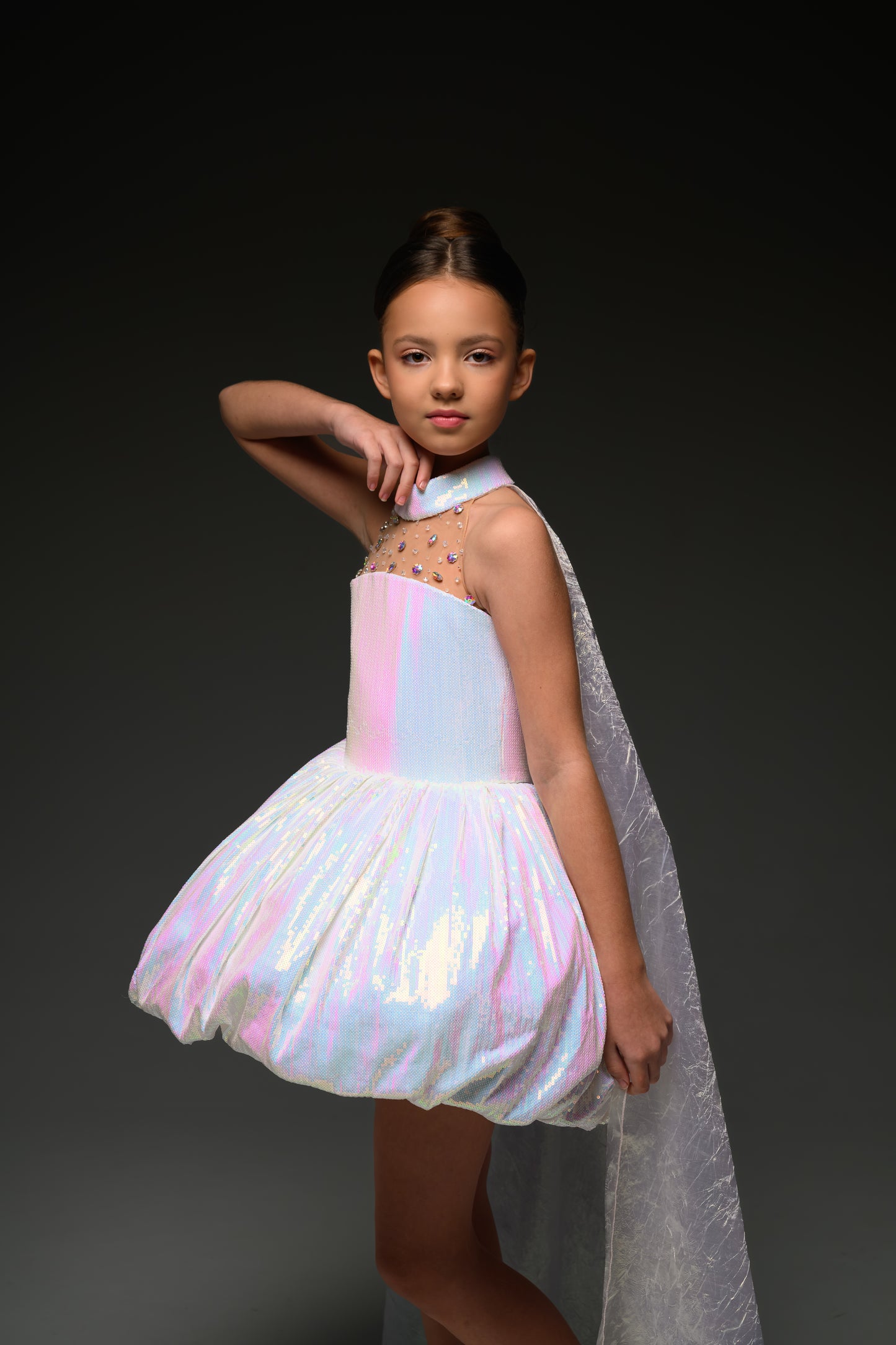 White couture special occasion dress, Pageant Interview gown, Birthday Girl Dress, Flower Girl Dress, Wedding guest Dress, junior bridesmaid gown
