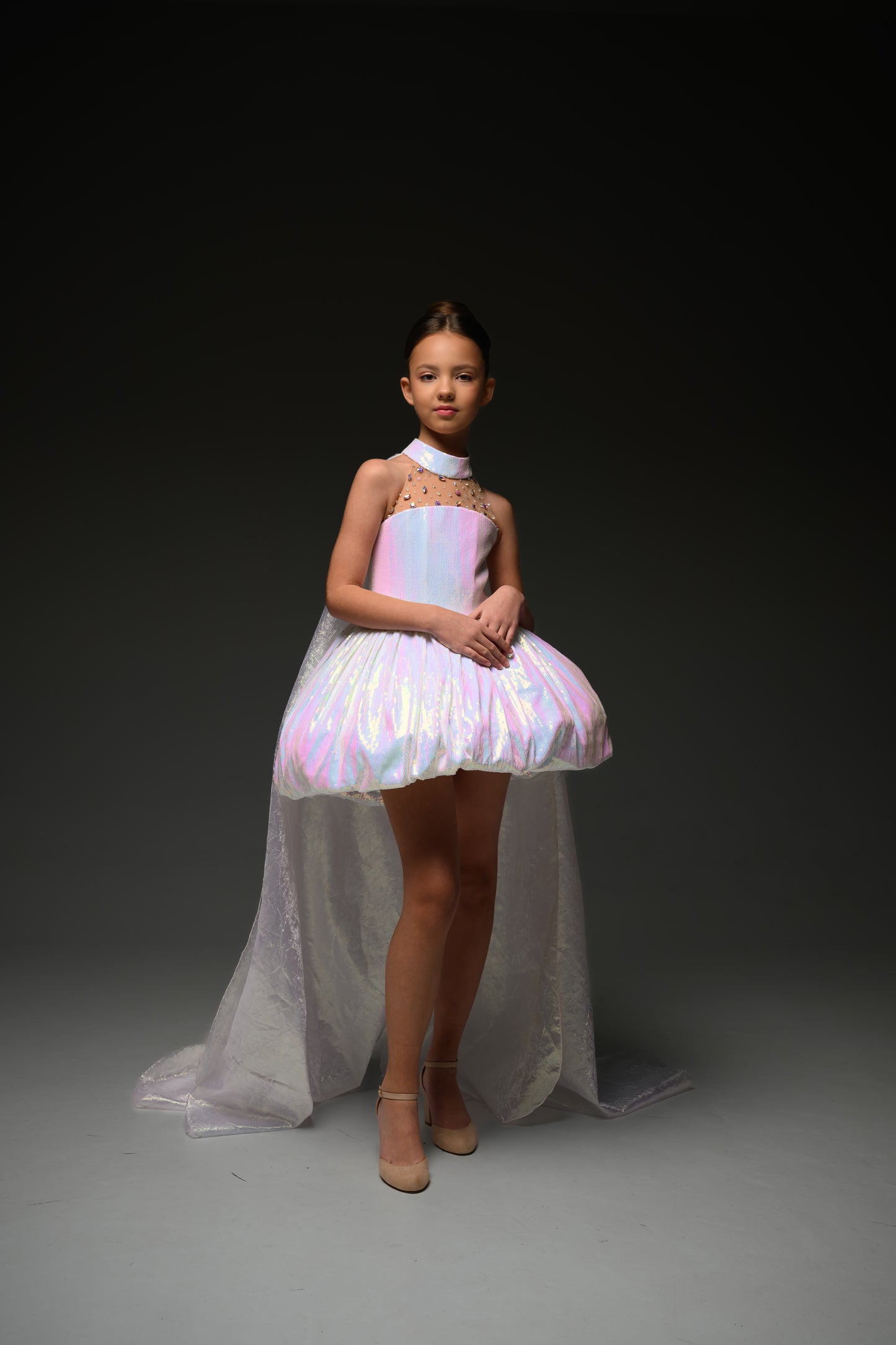White couture special occasion dress, Pageant Interview gown, Birthday Girl Dress, Flower Girl Dress, Wedding guest Dress, junior bridesmaid gown