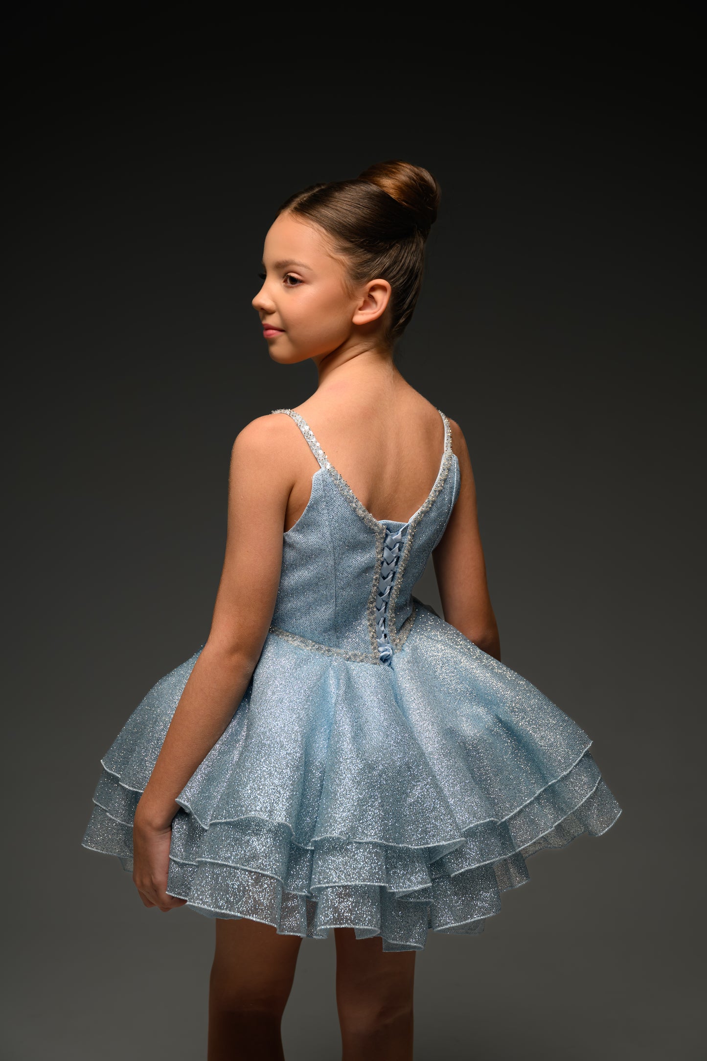 Blue couture cocktail dress, Pageant interview dress, Birthday Girl Dress, Flower Girl Dress, Wedding guest Dress