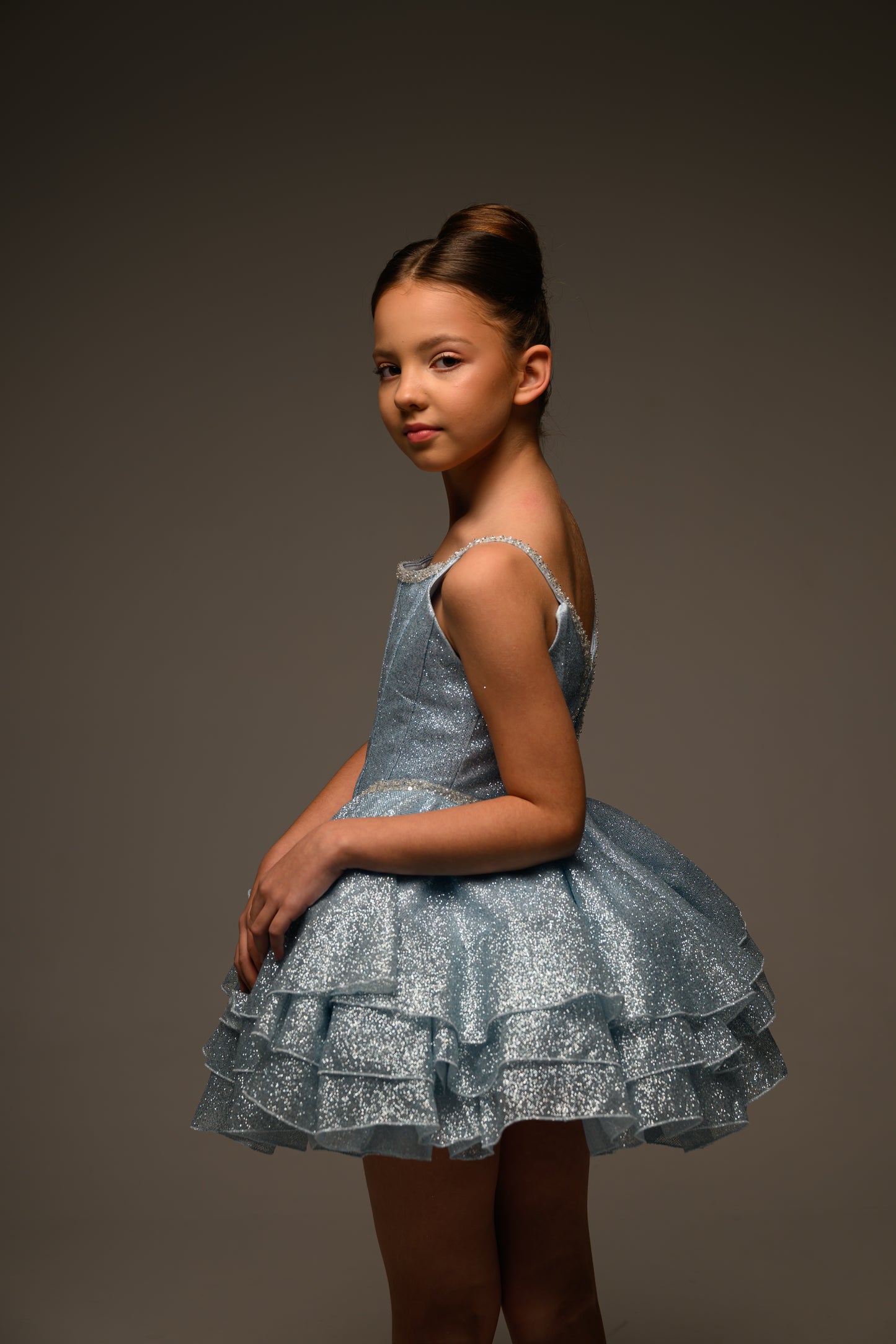 Blue couture cocktail dress, Pageant interview dress, Birthday Girl Dress, Flower Girl Dress, Wedding guest Dress