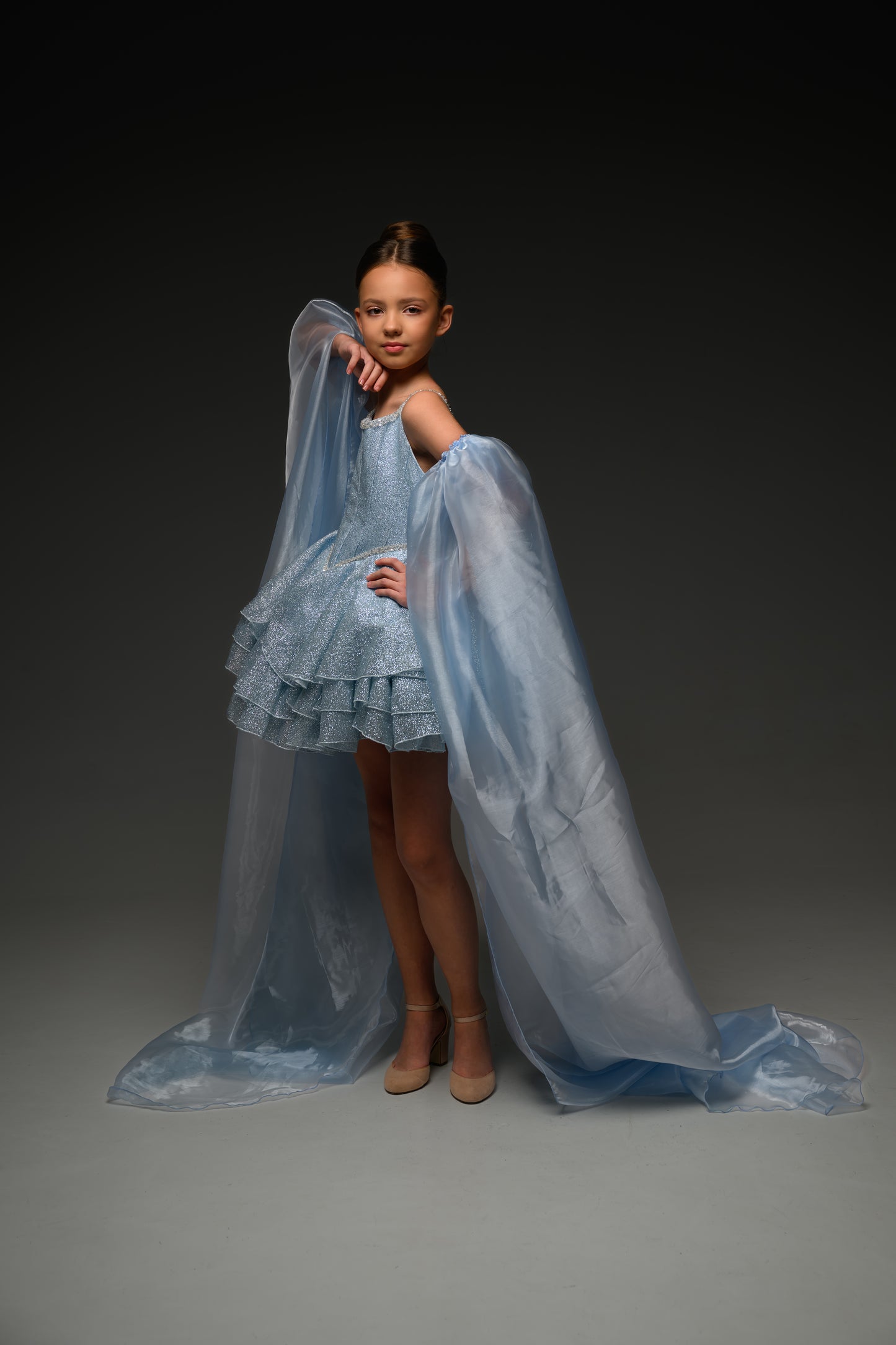 Blue couture cocktail dress, Pageant interview dress, Birthday Girl Dress, Flower Girl Dress, Wedding guest Dress