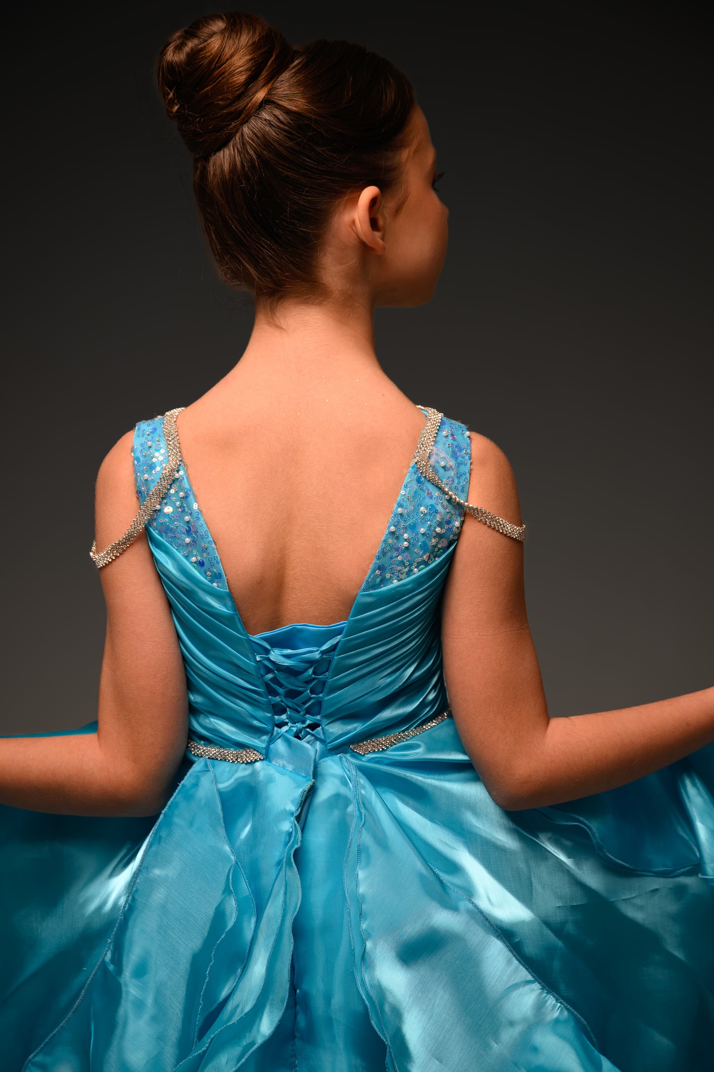 Blue Gala evening gown, Pageant ball gown, Flower Girl Dress, Wedding Guest Dress, Girl Birthday Dress, junior bridesmaid gown