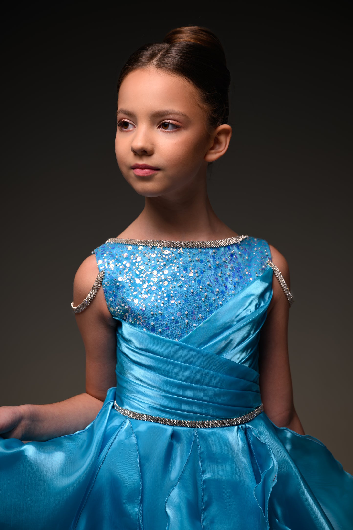 Blue Gala evening gown, Pageant ball gown, Flower Girl Dress, Wedding Guest Dress, Girl Birthday Dress, junior bridesmaid gown