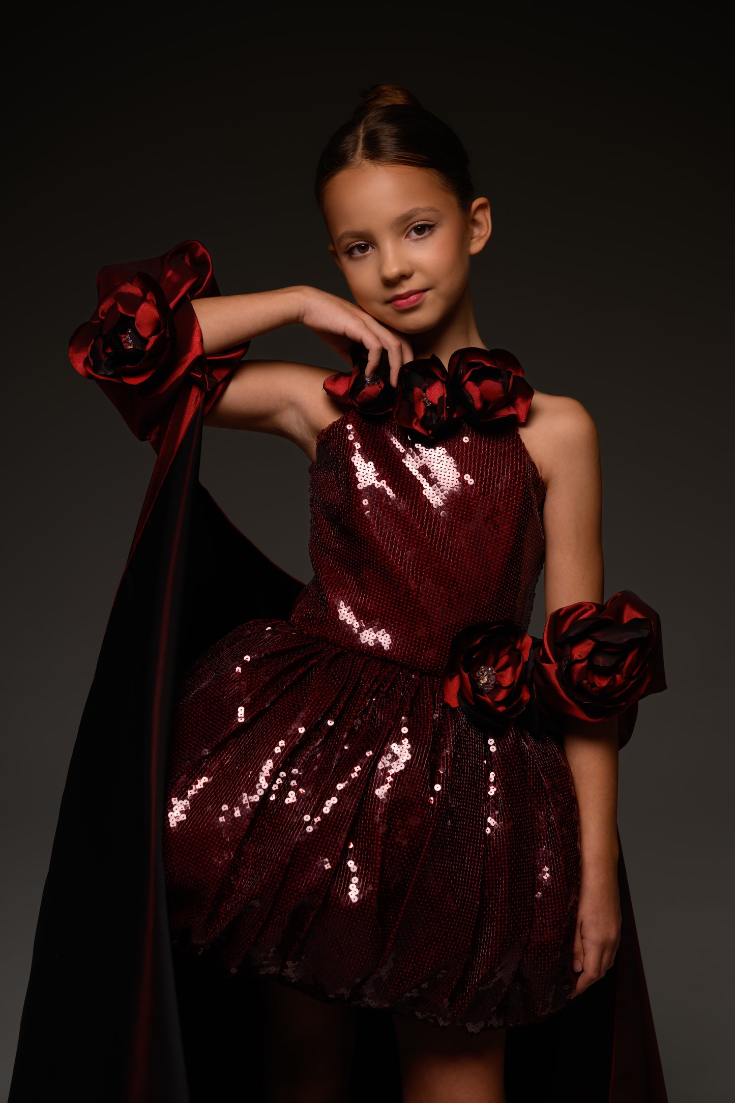 Red couture special occasion dress, Pageant Interview gown, Birthday Girl Dress, Flower Girl Dress, Wedding guest Dress, junior bridesmaid gown