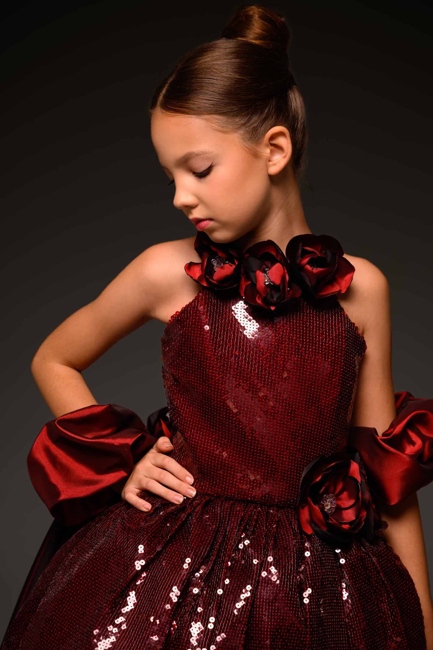 Red couture special occasion dress, Pageant Interview gown, Birthday Girl Dress, Flower Girl Dress, Wedding guest Dress, junior bridesmaid gown