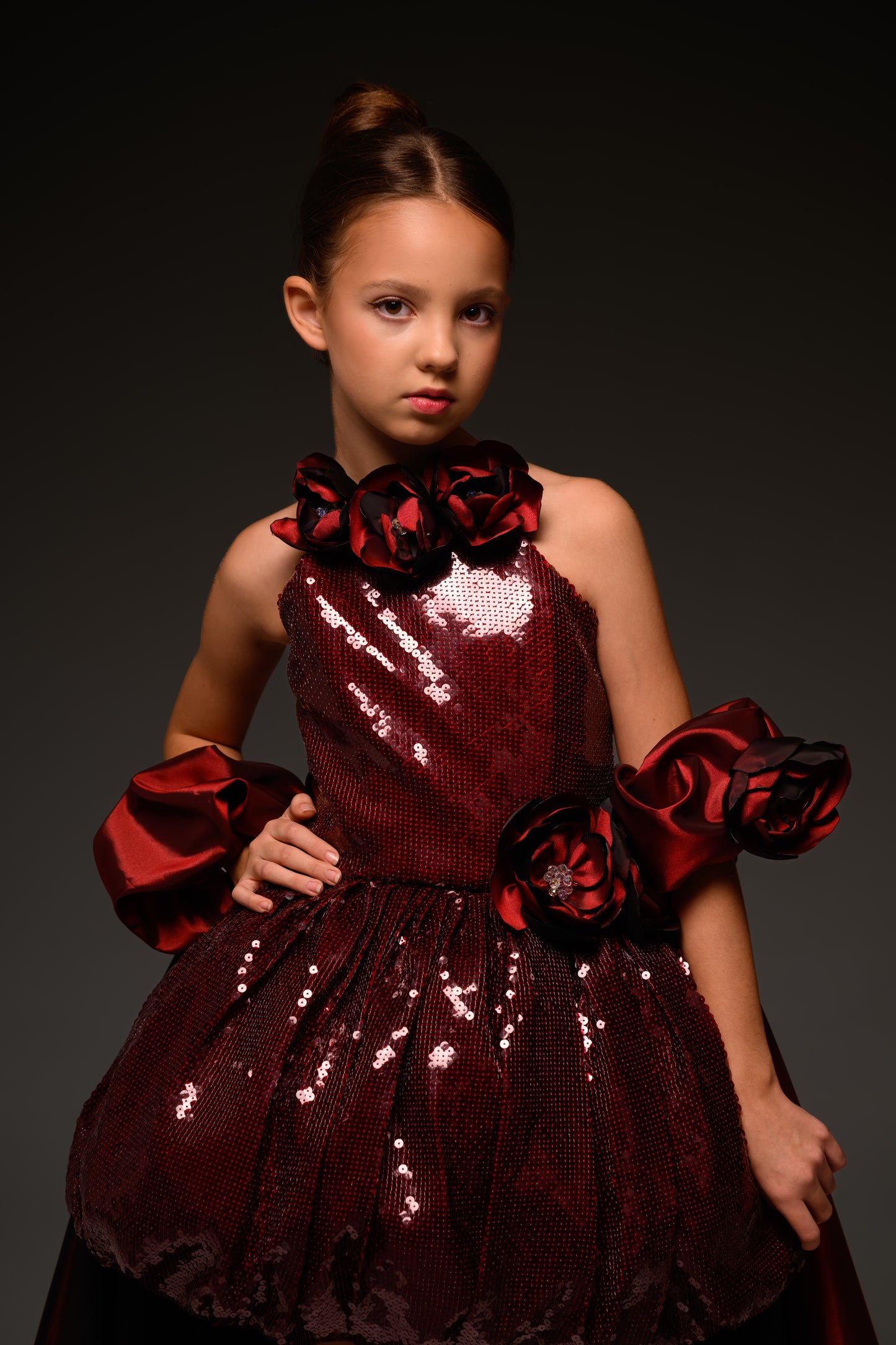 Red couture special occasion dress, Pageant Interview gown, Birthday Girl Dress, Flower Girl Dress, Wedding guest Dress, junior bridesmaid gown