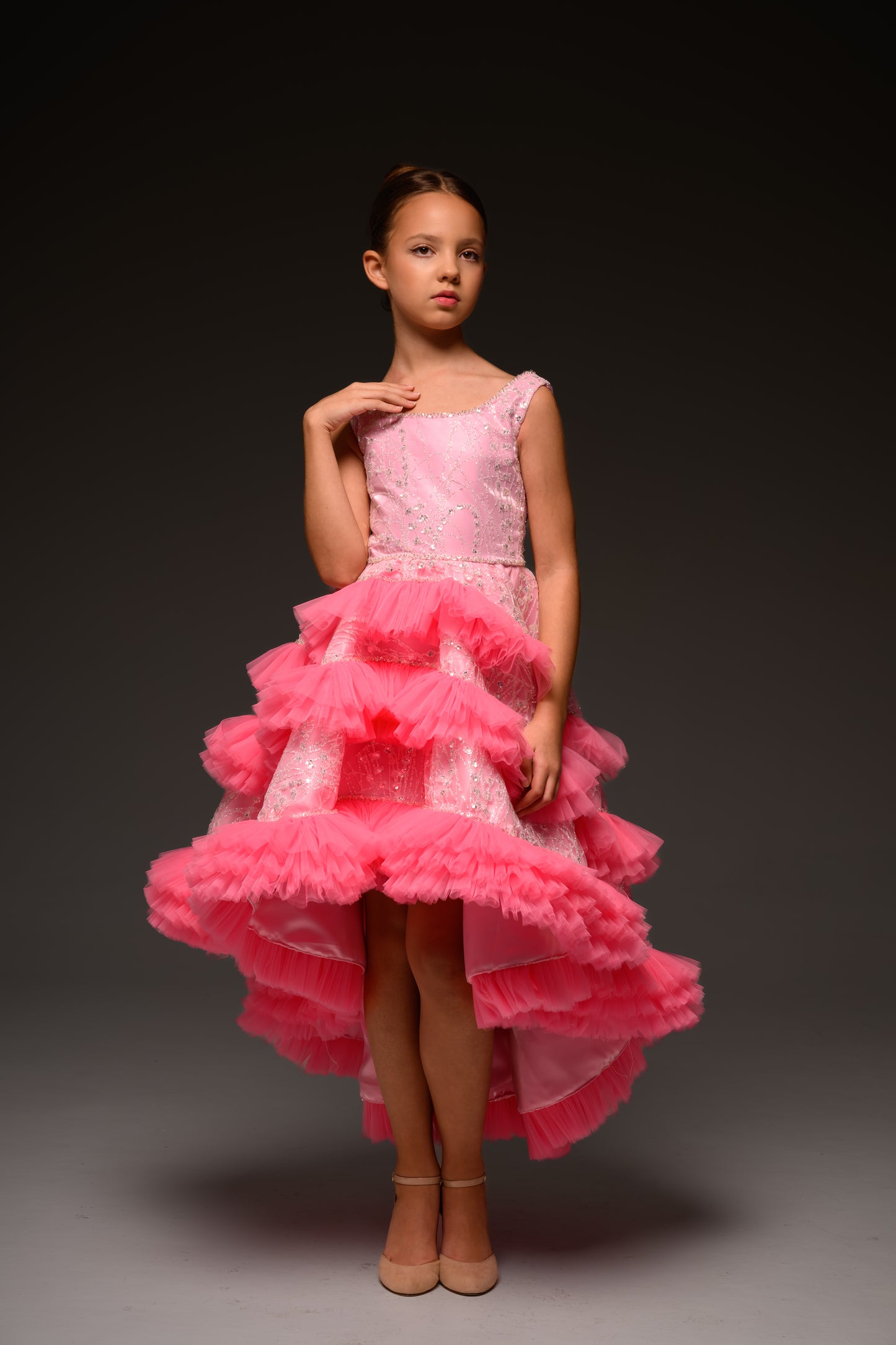 Hot Pink couture cocktail dress, Pageant interview dress, Birthday Girl Dress, Flower Girl Dress, Wedding guest Dress