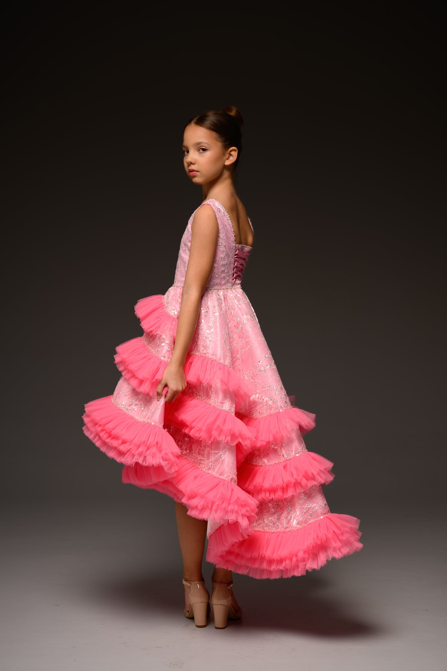 Hot Pink couture cocktail dress, Pageant interview dress, Birthday Girl Dress, Flower Girl Dress, Wedding guest Dress