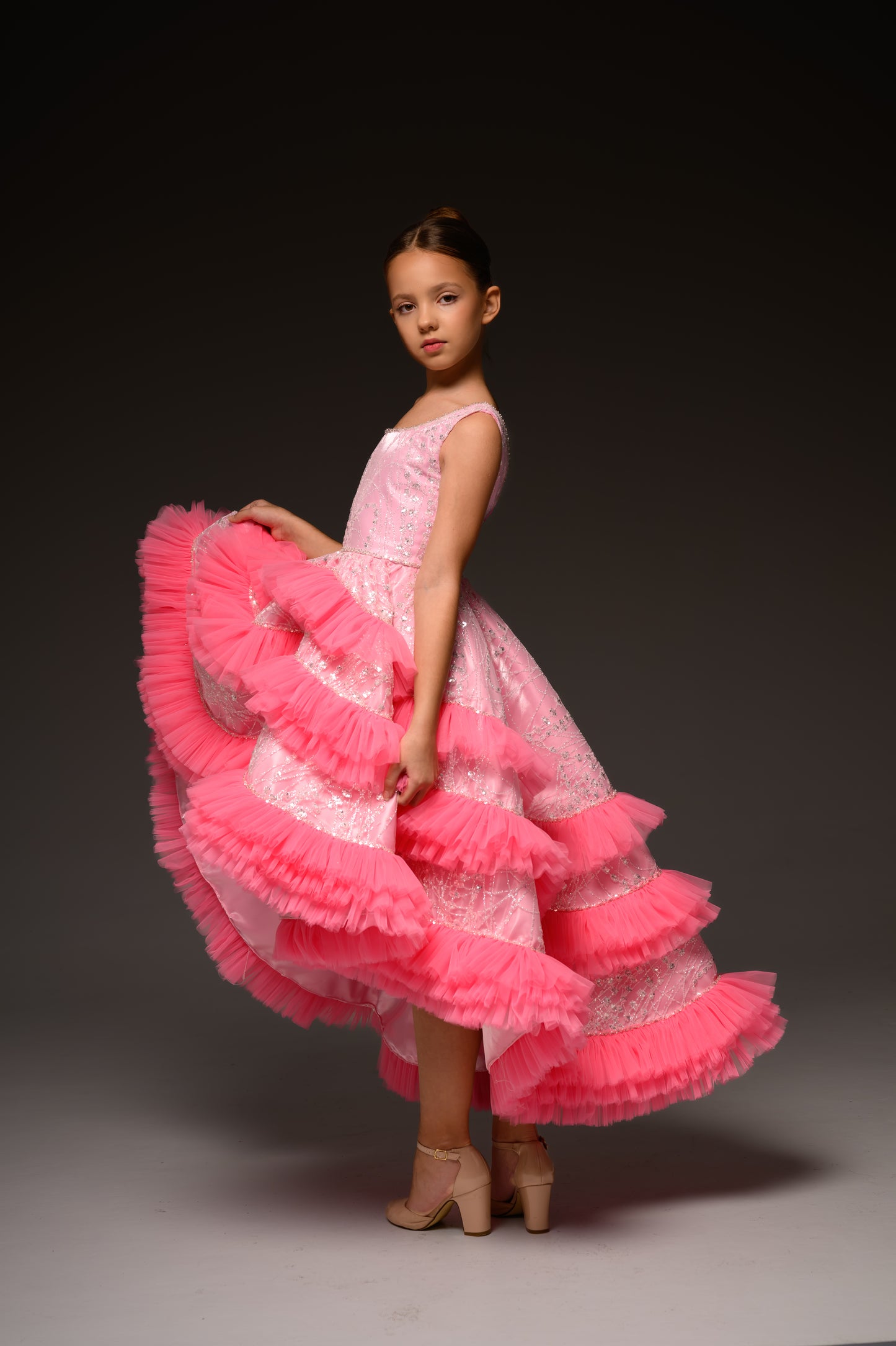 Hot Pink couture cocktail dress, Pageant interview dress, Birthday Girl Dress, Flower Girl Dress, Wedding guest Dress
