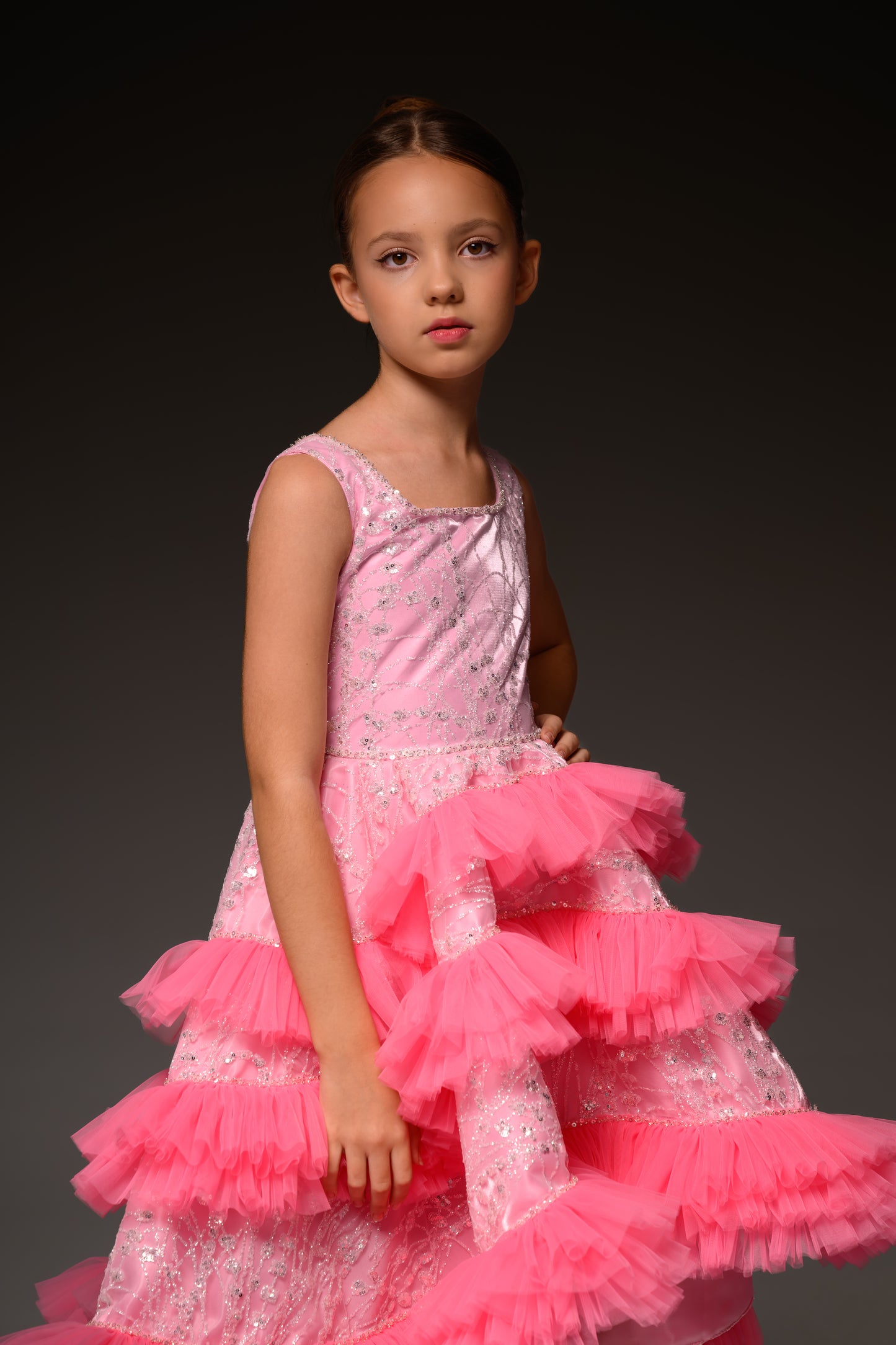 Hot Pink couture cocktail dress, Pageant interview dress, Birthday Girl Dress, Flower Girl Dress, Wedding guest Dress