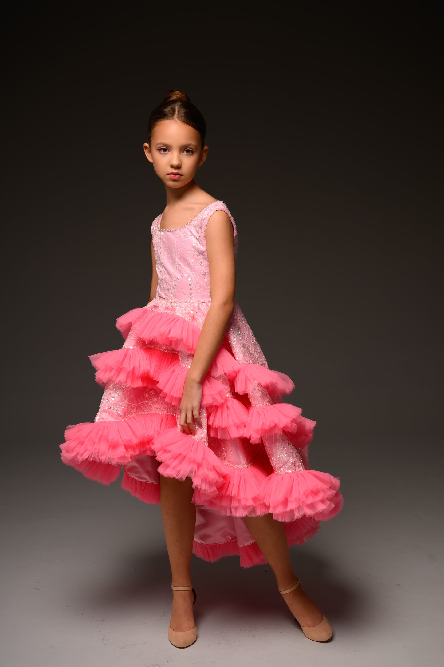 Hot Pink couture cocktail dress, Pageant interview dress, Birthday Girl Dress, Flower Girl Dress, Wedding guest Dress