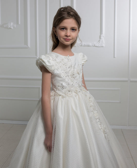 First communion & Baptism dress, satin flower girl dress, wedding guest dress, Bridesmaids dress, holy communion gown, mini bride dress