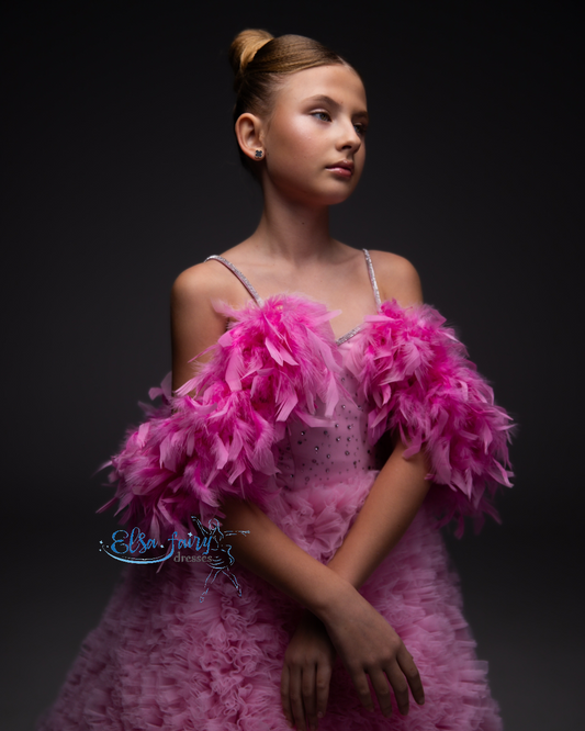 Pink tulle evening gown, Pageant ball gown, Birthday Girl Dress, Flower Girl Dress, Wedding guest Dress, special occasion dress, junior bridesmaid gown