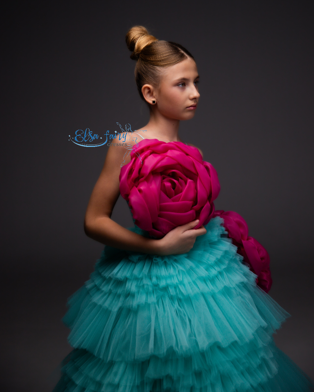 Mint Pageant Ball Gown: Handmade Formal Dress with Detachable Organza Flower