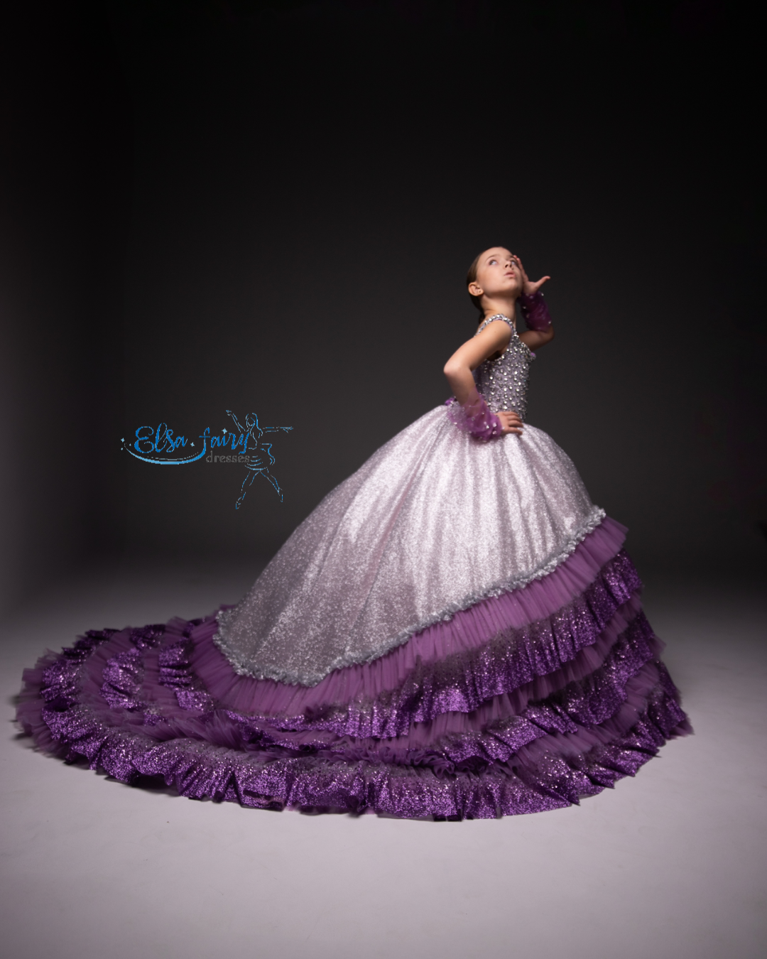 Lilac Gala evening gown, Pageant ball gown, Flower Girl Dress, Wedding guest Dress, Girl Birthday Dress