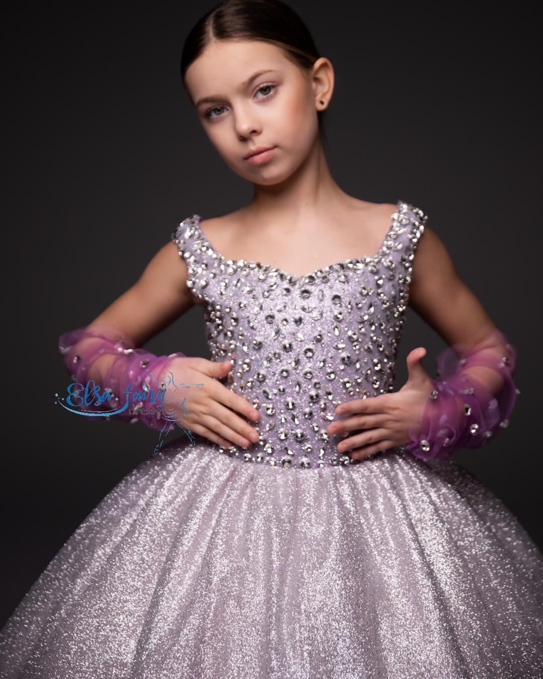 Lilac Gala evening gown, Pageant ball gown, Flower Girl Dress, Wedding guest Dress, Girl Birthday Dress