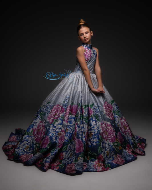 Exclusive Gala evening gown, Pageant ball gown, Flower Girl Dress, Girl Birthday Dress