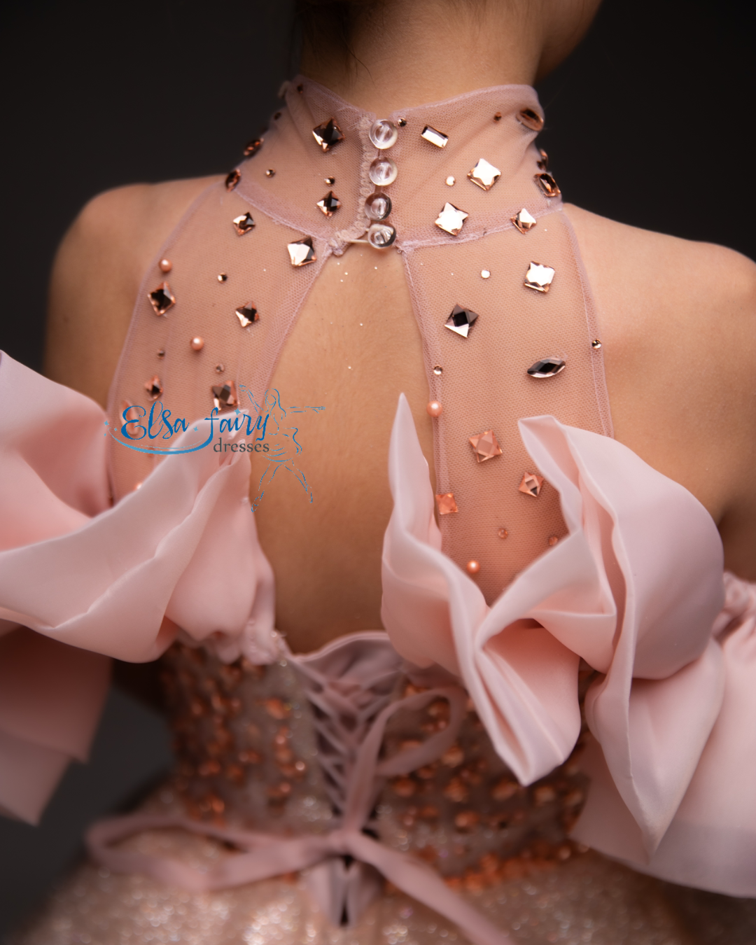Blush pink Gala evening gown, Pageant ball gown, Birthday Girl Dress