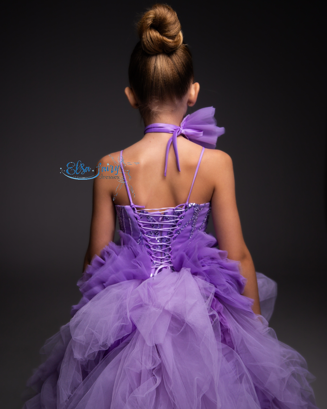 Purple Pageant Ball Gown: Handmade Formal Dress with Detachable Flower Accessory