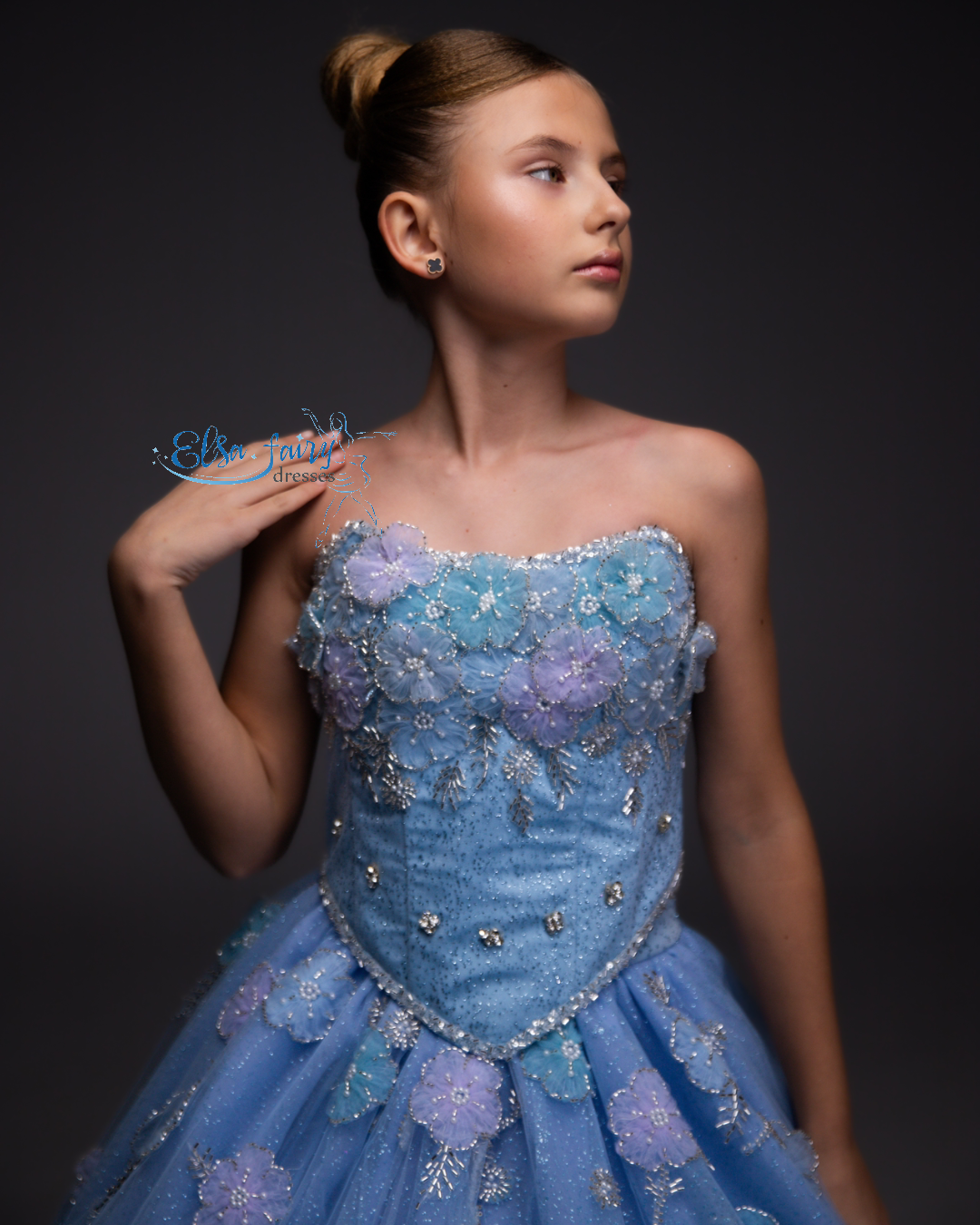 Blue Gala ball gown, Pageant gown, Birthday Girl Dress, Flower Girl Dress, Girl Birthday Dress