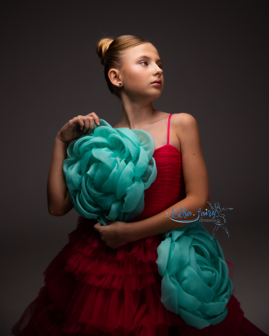 Pink Pageant Ball Gown: Handmade Formal Dress with Detachable Organza Flower