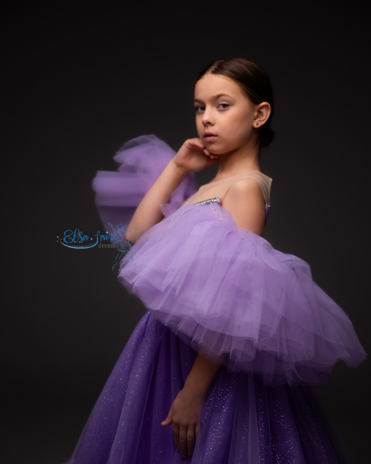 Lilac special occasion dress, Pageant ball evening gown, Birthday Girl Dress, Flower Girl Dress, Wedding guest Dress, Girl Birthday Dress, junior bridesmaid gown