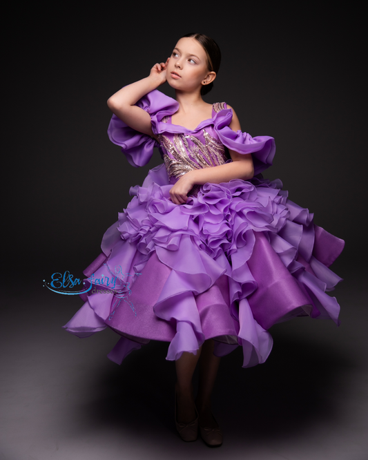 Lilac couture special occasion dress, Pageant ball gown, Birthday Girl Dress, Flower Girl Dress, Wedding guest Dress, junior bridesmaid gown