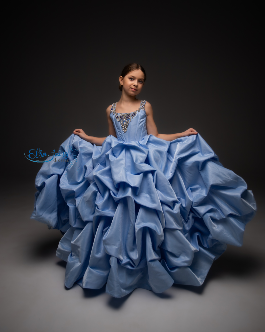 Blue couture evening gown, Pageant ball gown, Birthday Girl Dress