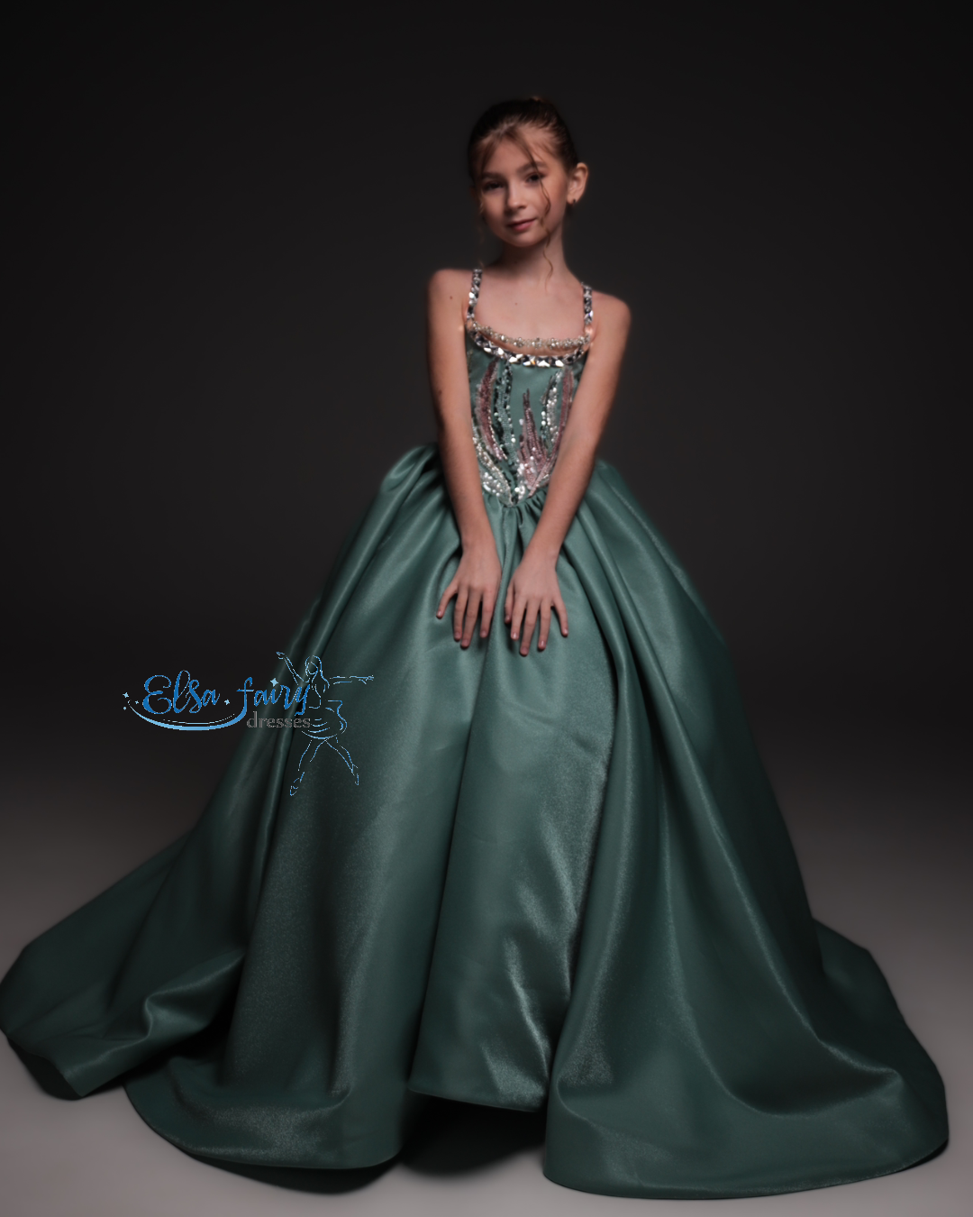 Mint Gala evening gown, Pageant ball gown, Flower Girl Dress, Wedding guest Dress, Girl Birthday Dress, junior bridesmaid gown