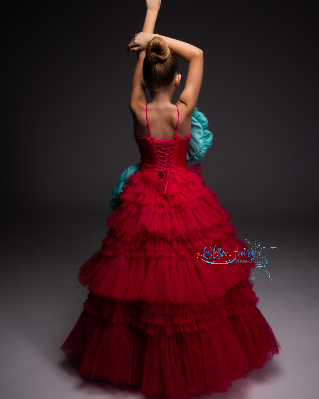 Pink Pageant Ball Gown: Handmade Formal Dress with Detachable Organza Flower
