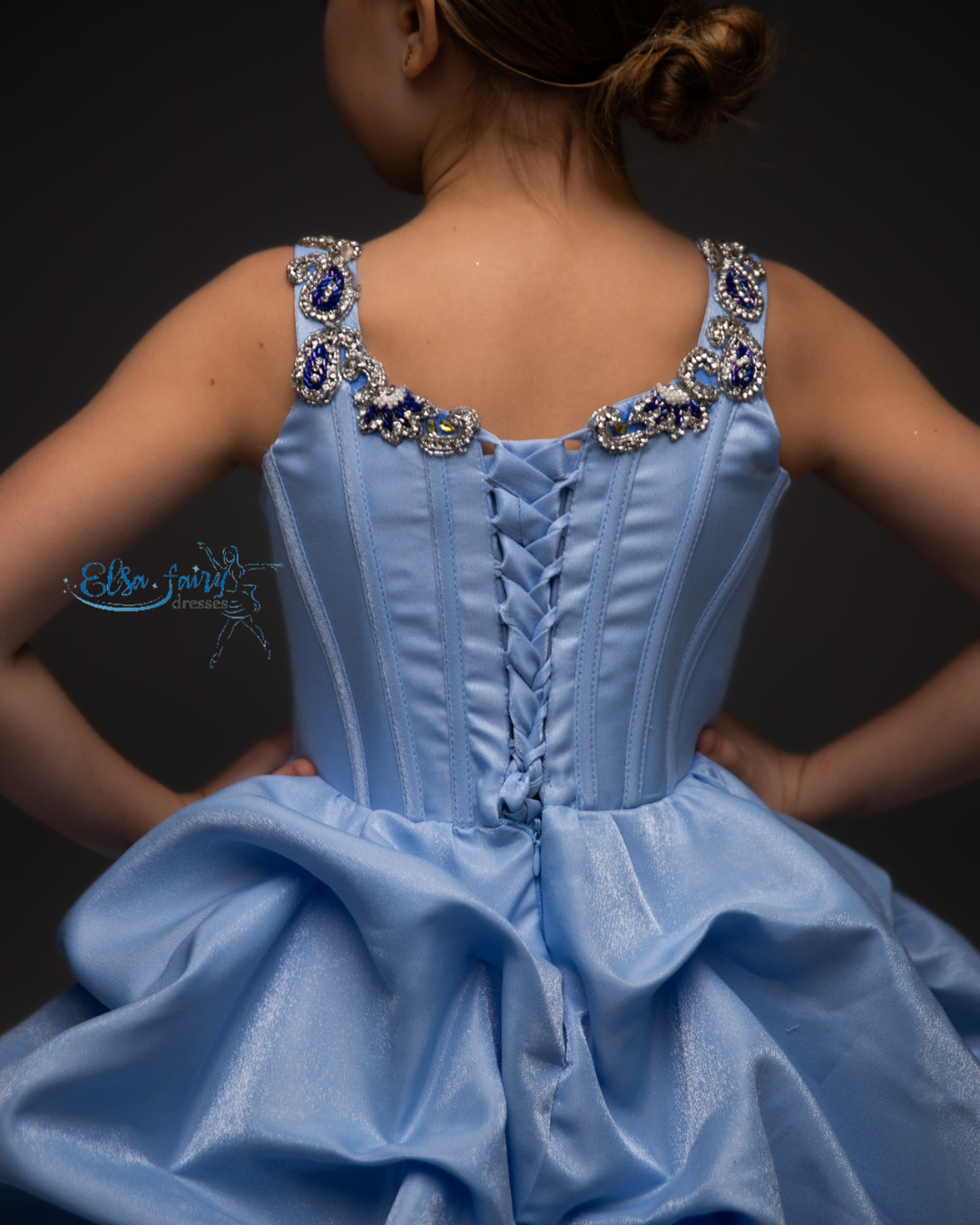 Blue couture evening gown, Pageant ball gown, Birthday Girl Dress