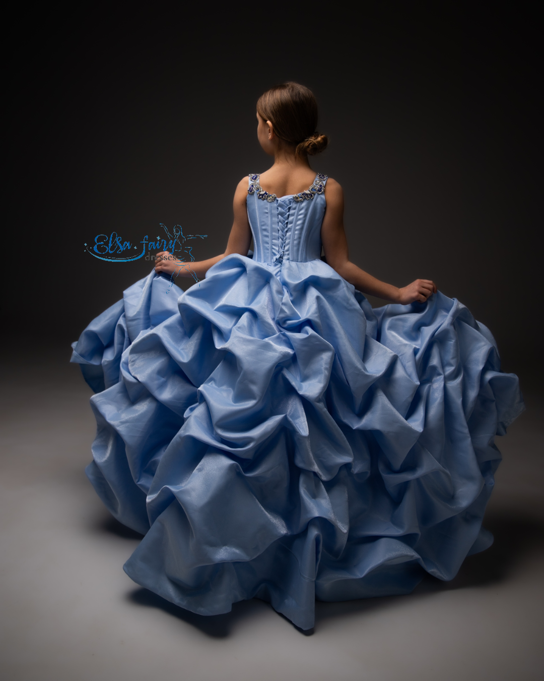 Blue couture evening gown, Pageant ball gown, Birthday Girl Dress
