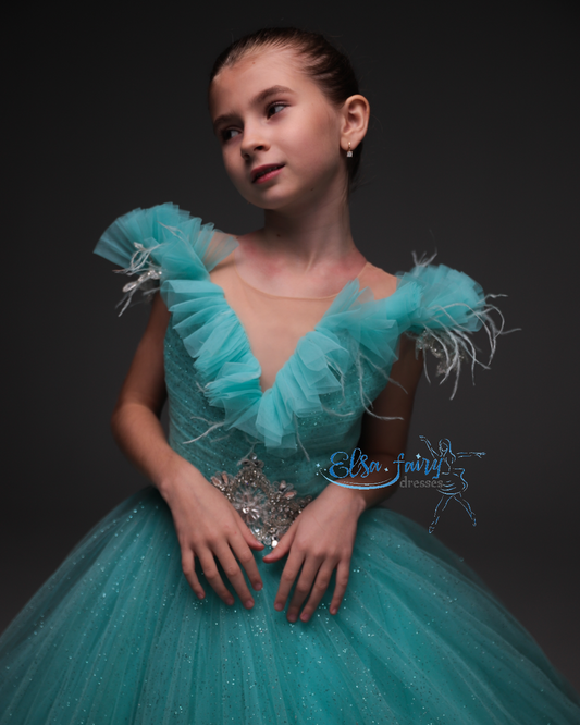 Exclusive Gala evening gown, Pageant ball gown, Birthday Girl Dress, Flower Girl Dress, Wedding guest Dress, Special Occasions gown, junior bridesmaid dress