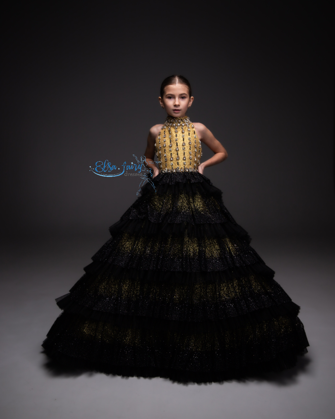 Black Gala evening gown, Pageant ball gown, Wedding guest Dress, Girl Birthday Dress