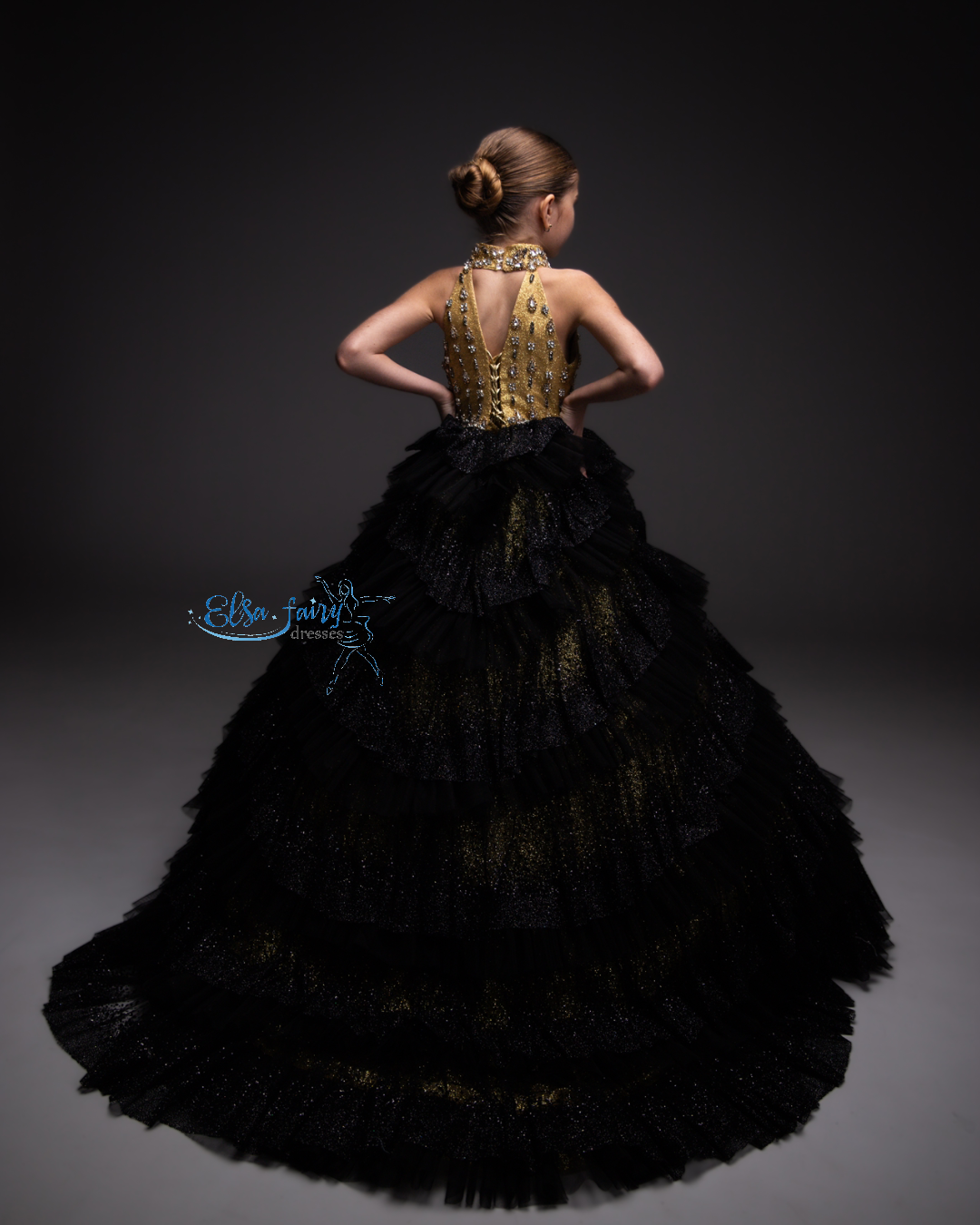 Black Gala evening gown, Pageant ball gown, Wedding guest Dress, Girl Birthday Dress