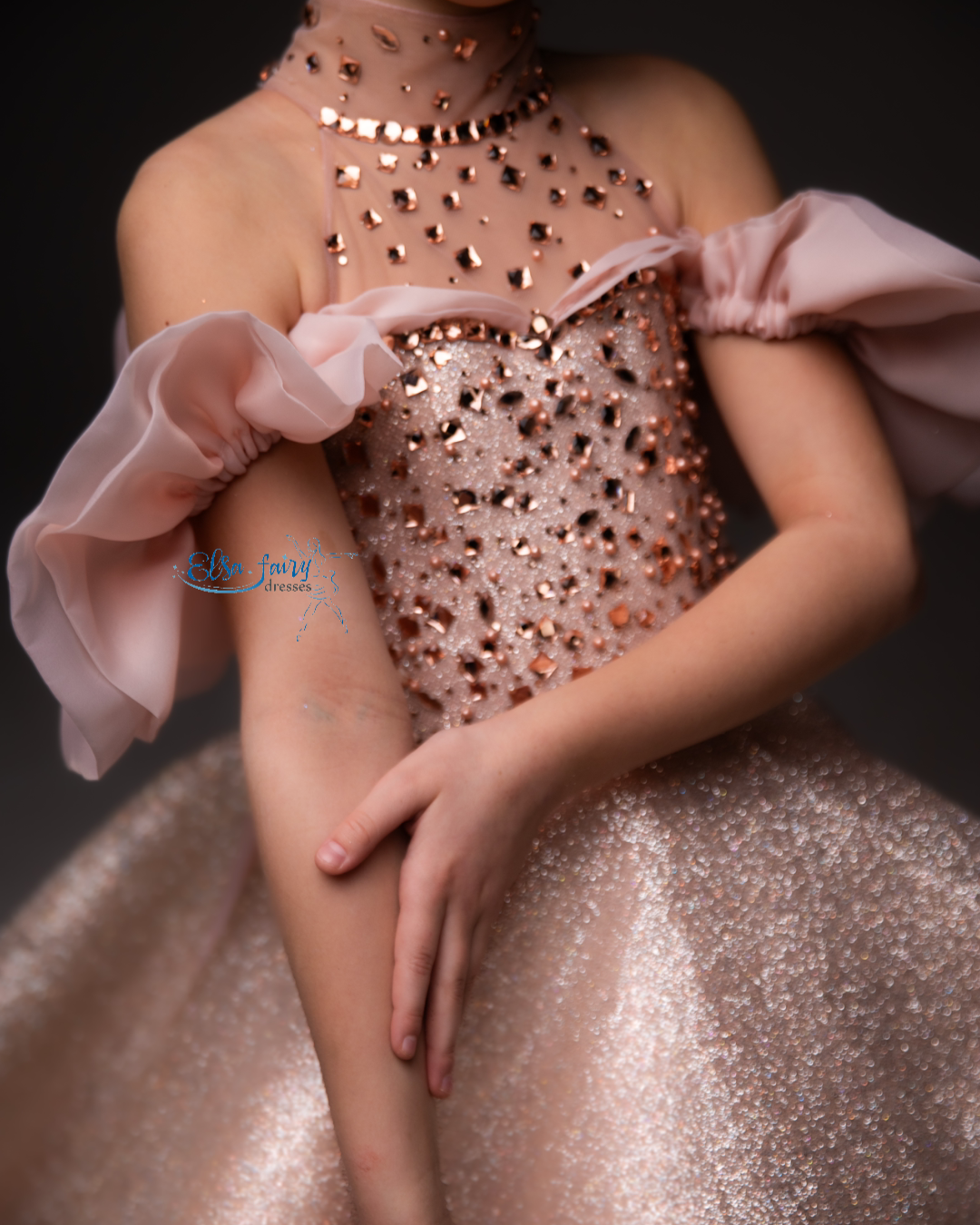 Blush pink Gala evening gown, Pageant ball gown, Birthday Girl Dress