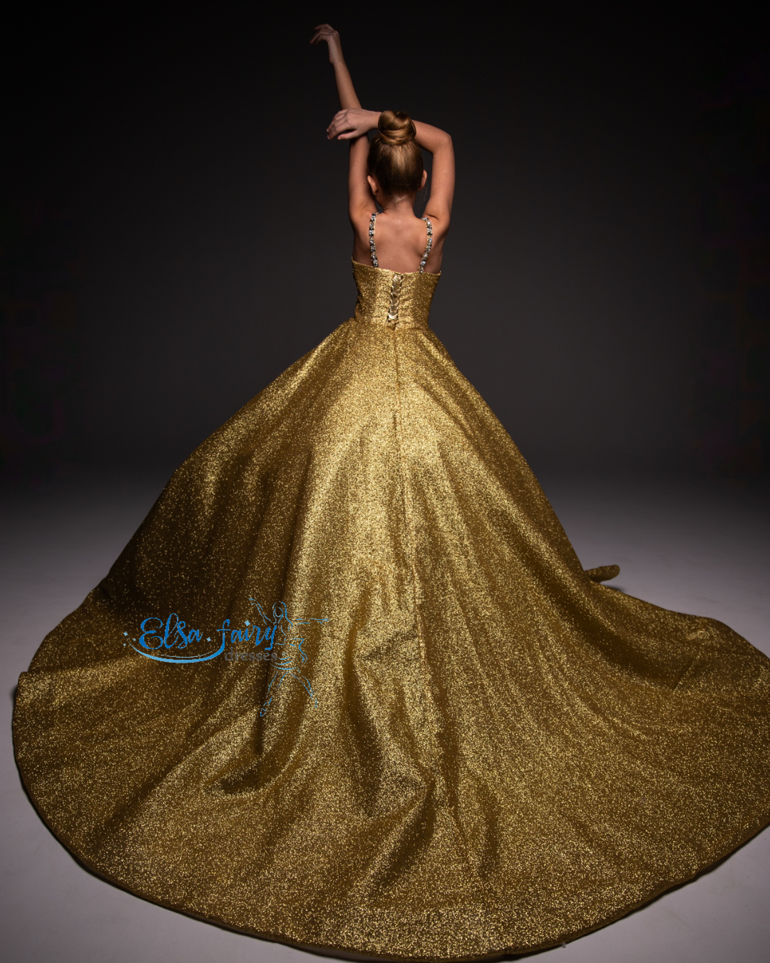 Gold Gala evening gown, Pageant ball gown, Birthday Girl Dress, Wedding Guest Dress