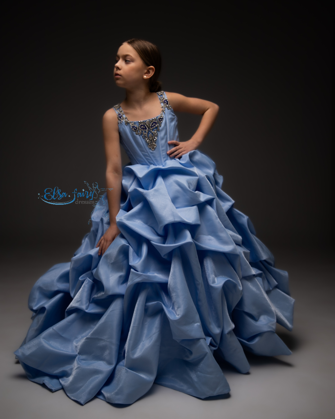 Blue couture evening gown, Pageant ball gown, Birthday Girl Dress