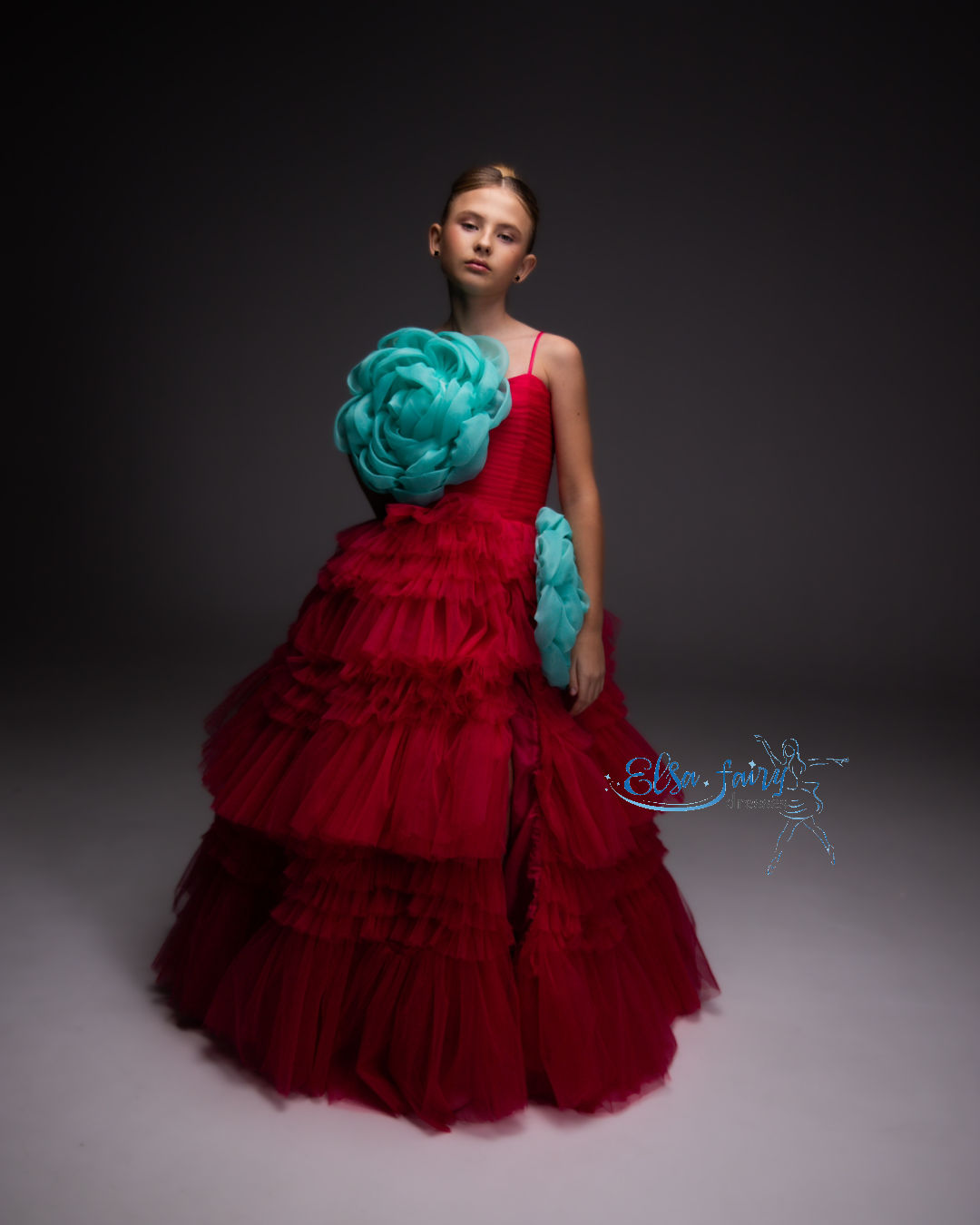 Pink Pageant Ball Gown: Handmade Formal Dress with Detachable Organza Flower