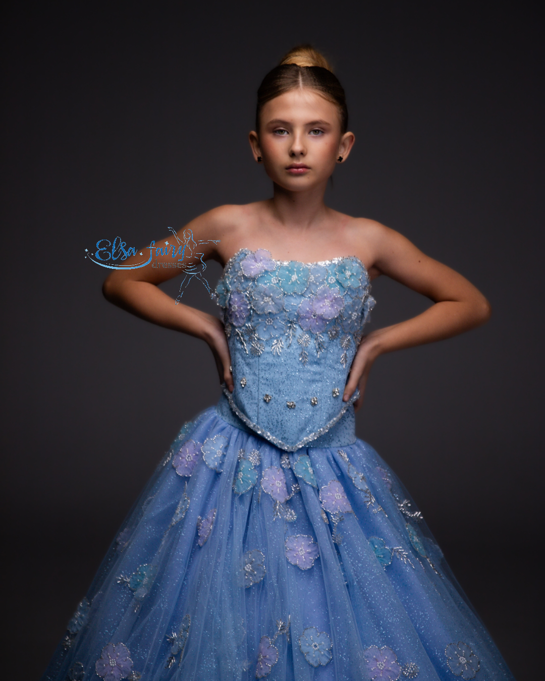 Blue Gala ball gown, Pageant gown, Birthday Girl Dress, Flower Girl Dress, Girl Birthday Dress