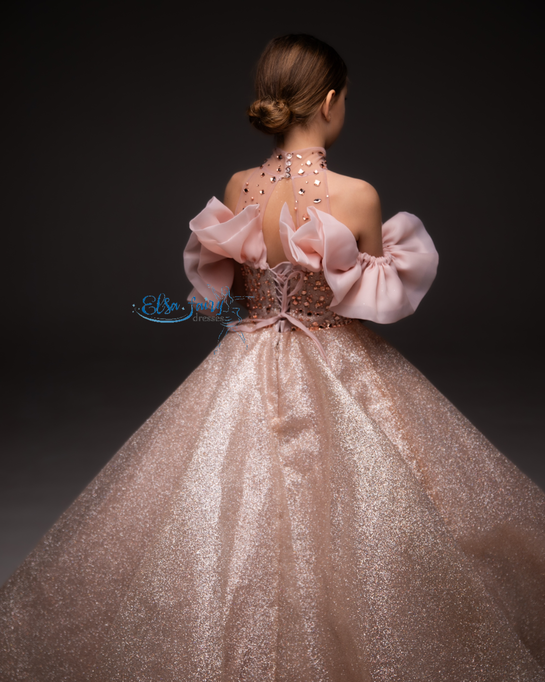 Blush pink Gala evening gown, Pageant ball gown, Birthday Girl Dress