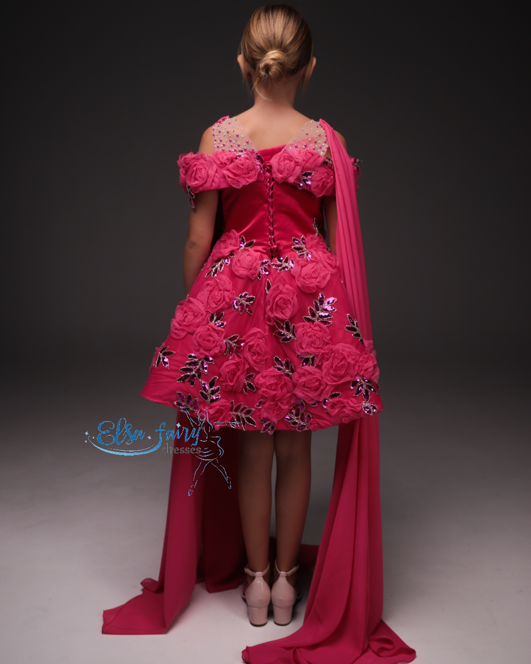 Hot Pink Cocktail Birthday Girl Dress, Flower Girl Dress, Wedding guest Dress, Pageant fun fashion interview dress, Toddler Dress, junior bridesmaid gown