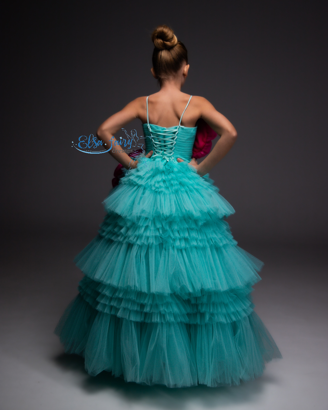 Mint Pageant Ball Gown: Handmade Formal Dress with Detachable Organza Flower