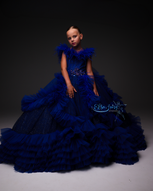 Royal Blue Gala evening gown, Pageant ball gown, Birthday Girl Dress, Flower Girl Dress, Wedding guest Dress, Girl Birthday Dress, junior bridesmaid gown