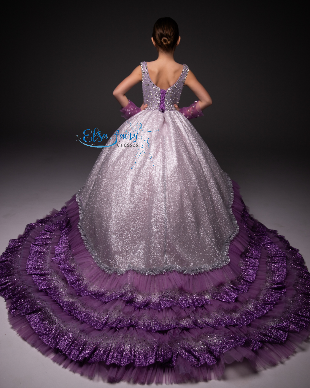 Lilac Gala evening gown, Pageant ball gown, Flower Girl Dress, Wedding guest Dress, Girl Birthday Dress