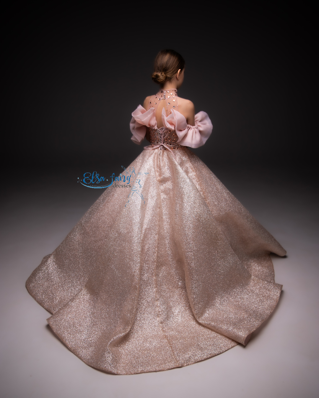 Blush pink Gala evening gown, Pageant ball gown, Birthday Girl Dress