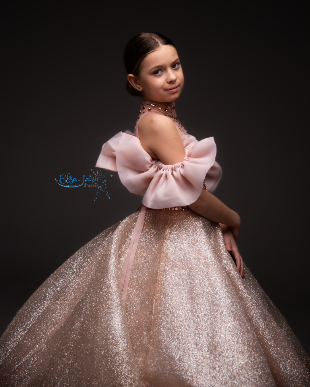 Blush pink Gala evening gown, Pageant ball gown, Birthday Girl Dress